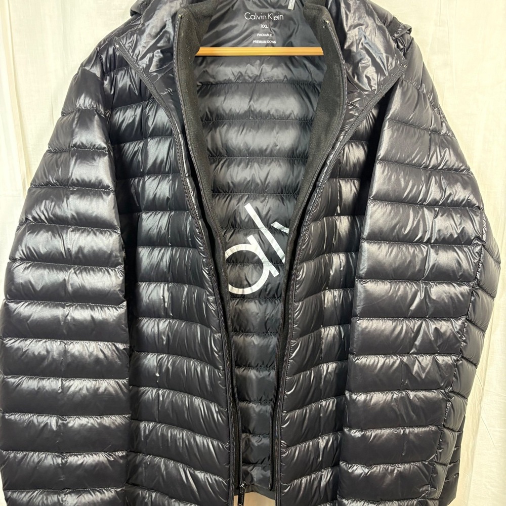 Calvin Klein Packable Down Hooded Zip Fleece Jacket Size XXL - Picture 8 of 13
